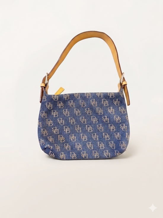 Dooney & Bourke Handbags - Vintage Dooney & Bourke Denim Monogram Pochette Shoulder Bag